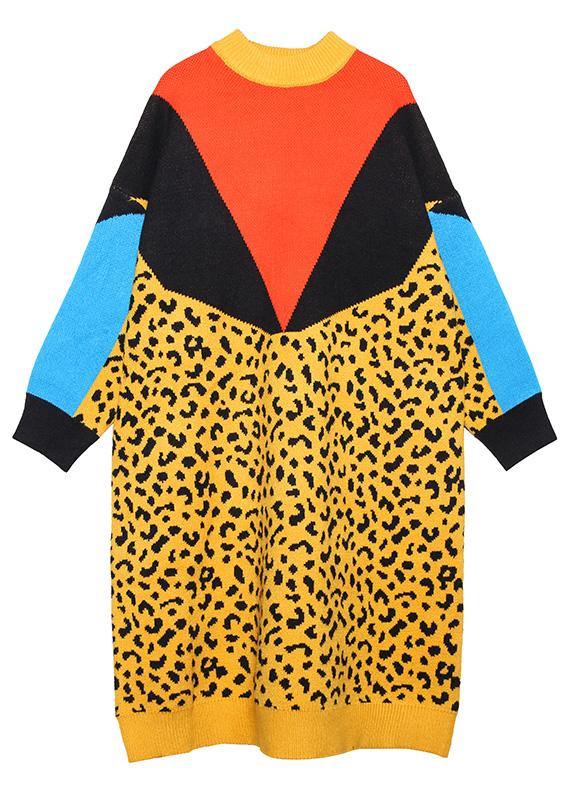 通勤用 イエロー ニットワンピース(セーターワンピ) デザインパッチワーク ヒップスター 春物