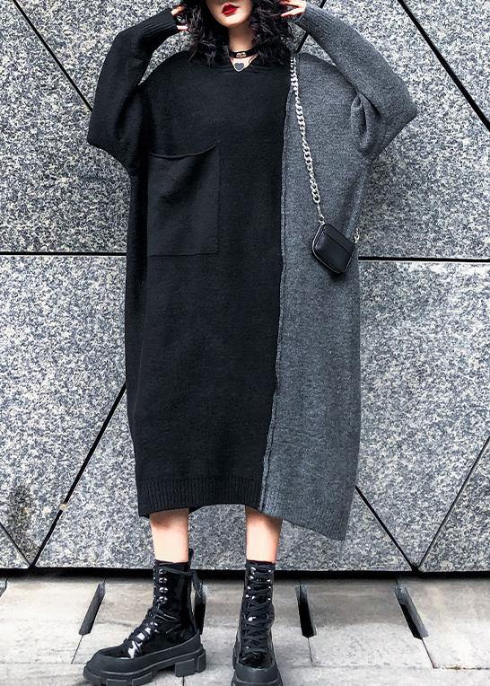 アシンティック冬用パッチワークセーター｜ヴィンテージグレー・ニットウェア