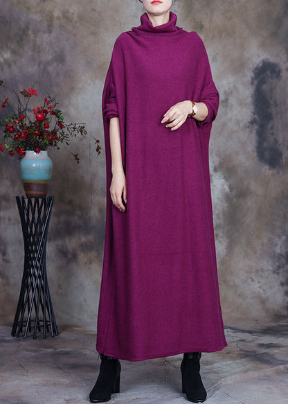 フレンチ チョコレートカラー タートルネック ニットワンピース 春