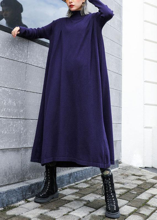 レディース ルーズヘム ニットワンピース ヴィンテージブルー／ふわふわニット／オーバーサイズ／秋向けトップス